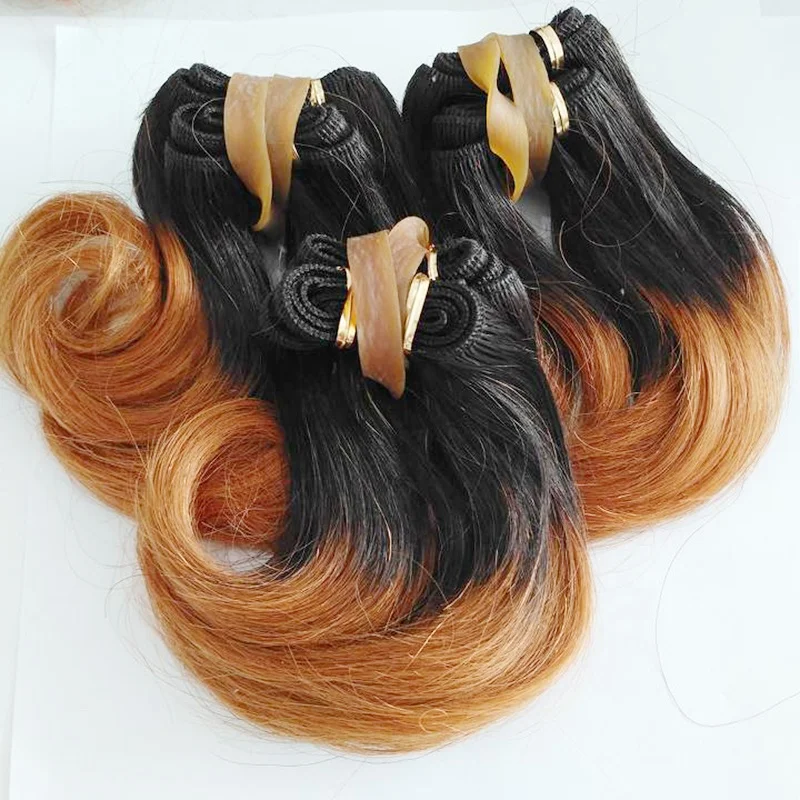 Wholesale 6inch Short Hair Weave Ombre Colors 100%Human Hair Extensions 1B/27 30 Red 99J Grey Purple