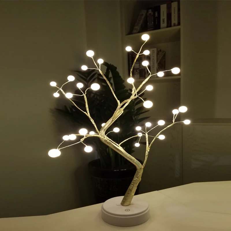 36LED Tree Lamp Pearl led decoracion Christmas Lights Plum Cherry Night Light for Wedding Party Home Decorations Tree Light