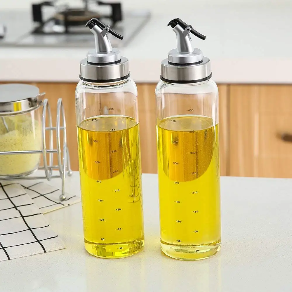 500ml round Glass Olive Oil Bottle Vinegar Sauce Bottle For Oiler Cruet Condiment Packing
