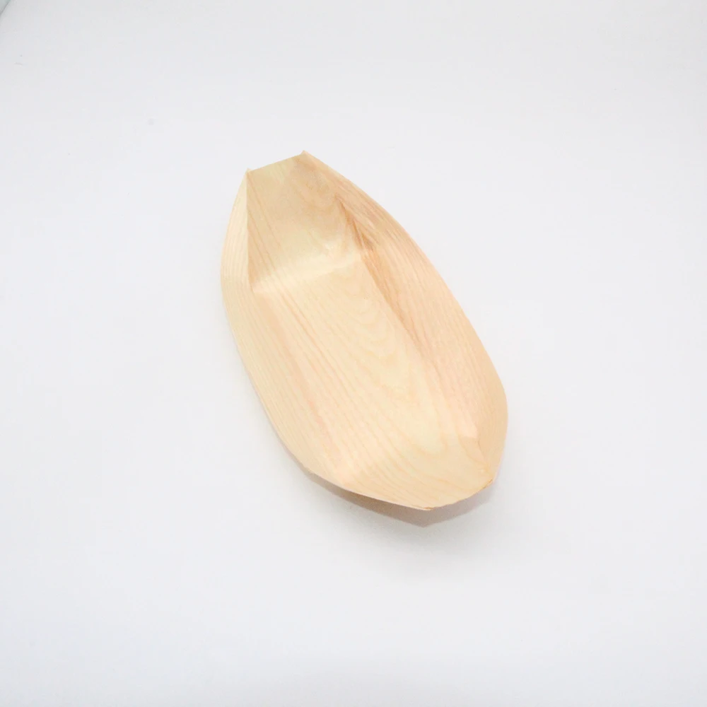 
9 Inch disposable pine wood boat for food 