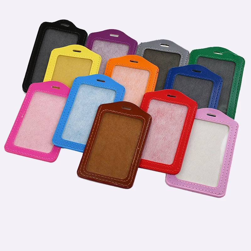 Free Sample Horizontal Vertical Pu Leather Name Card Holder Without Lanyard