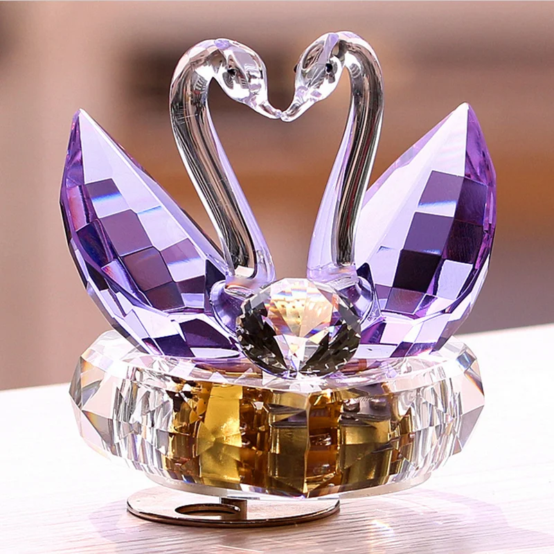 Crystal Sparking Swan Music Box for Wedding Decoration