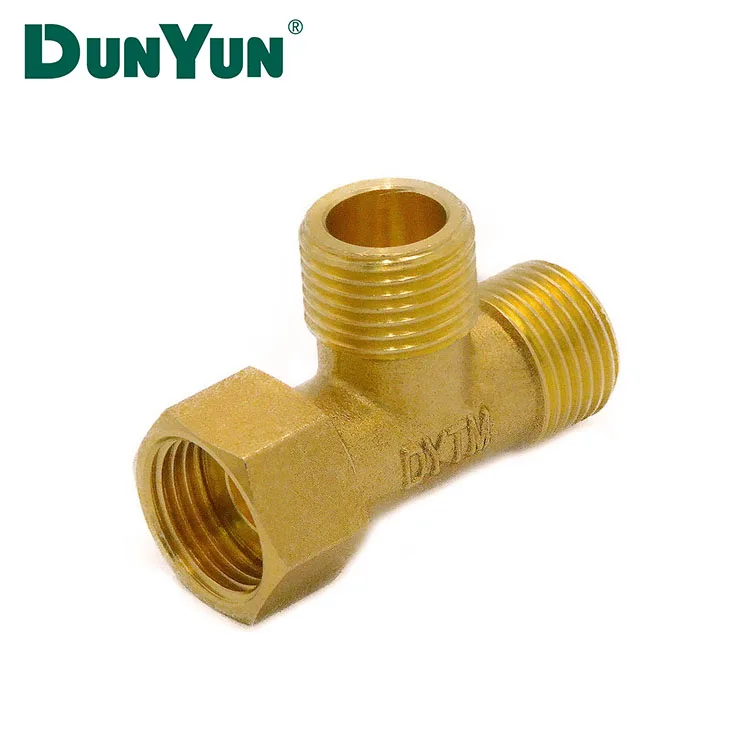 China Supplier Copper Brass Tee Shaped 3 Way Male and Female Pipe Fitting Coupler