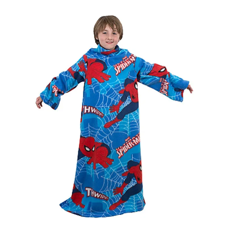 100% Polyester Fabric Polar Fleece Double Throw China Shaoxing Factory Fleece Crochet Children Blanket with Sleeves