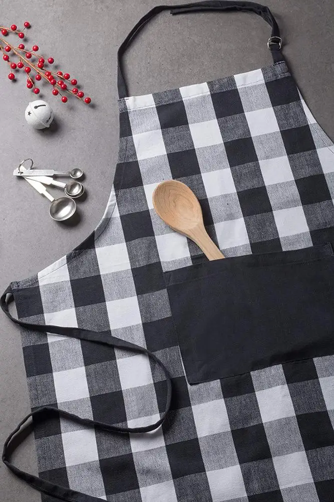 
Cotton Adjustable Buffalo Check Plaid Cooking Kitchen apron custom print 