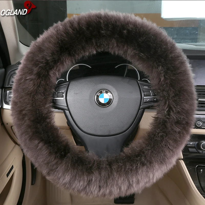 Fluffy Genuine Styling Long Wool Steering-Wheel For Car Accessories Interior Australian Merino Sheepskin Fur Colorful Cute Girl