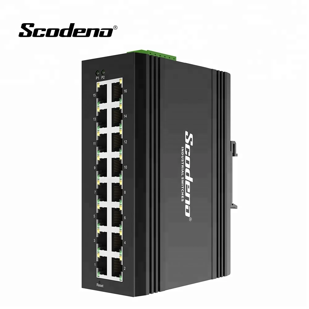 Scodeno OEM IP40 10/100/1000Mbps 16 Port Ethernet Industrial Switches (60811192865)