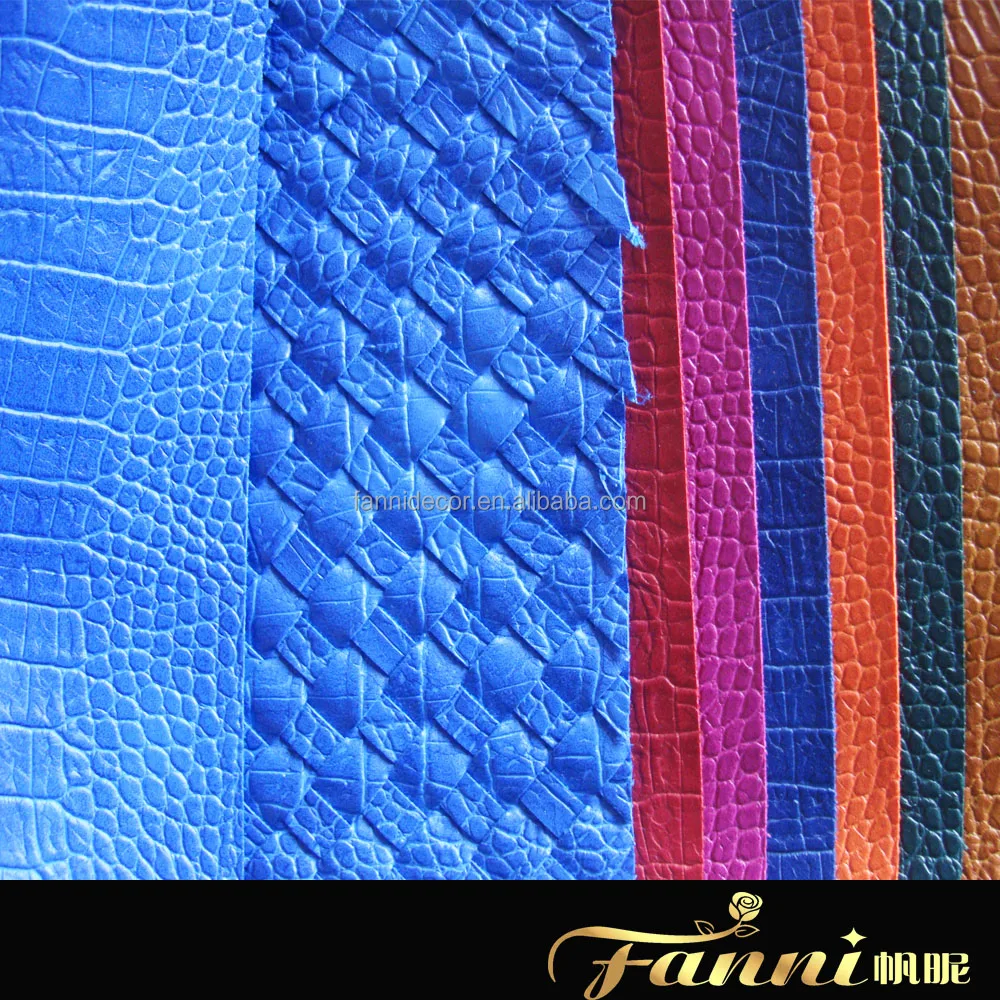 Fashion Embossed Woven Texture embossing PU artificial  Faux leather