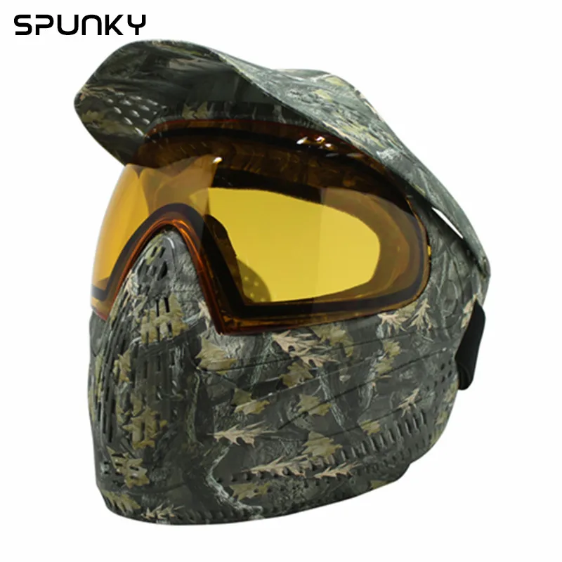 Colorful Full Face Coverage Paintball Mask with Double Lens Goggle Watercolor Series