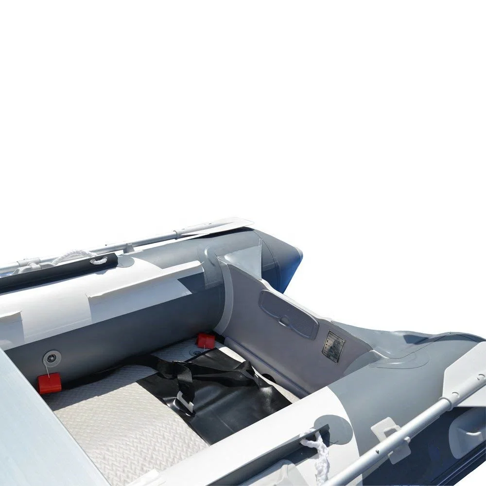 9.8ft Inflatable Pontoon Fishing Boat PVC and Fiberglass Yacht Tender Raft with Air-Deck Floor Outboard Engine for Sports Use