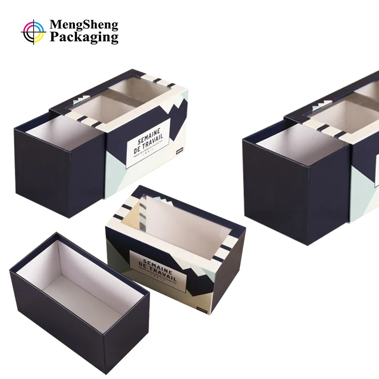 Custom open display packaging boxes cardboard bakery cake sweet rose gift box clear windows and bow kraft paper box with window