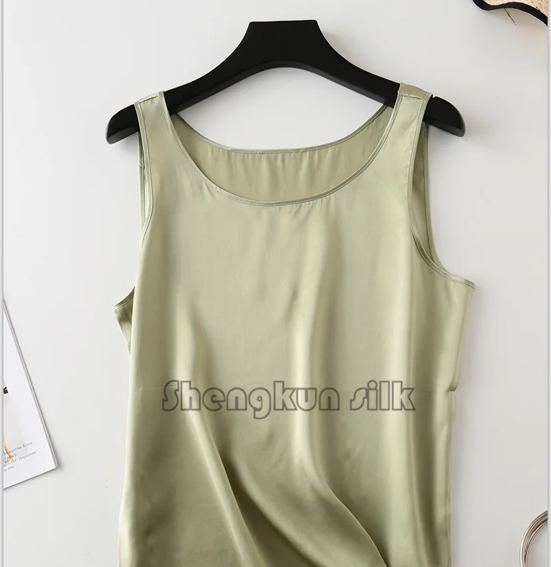
China wholesales Super soft pure silk Camisoles short pajamas tank top OEM S-2XL 