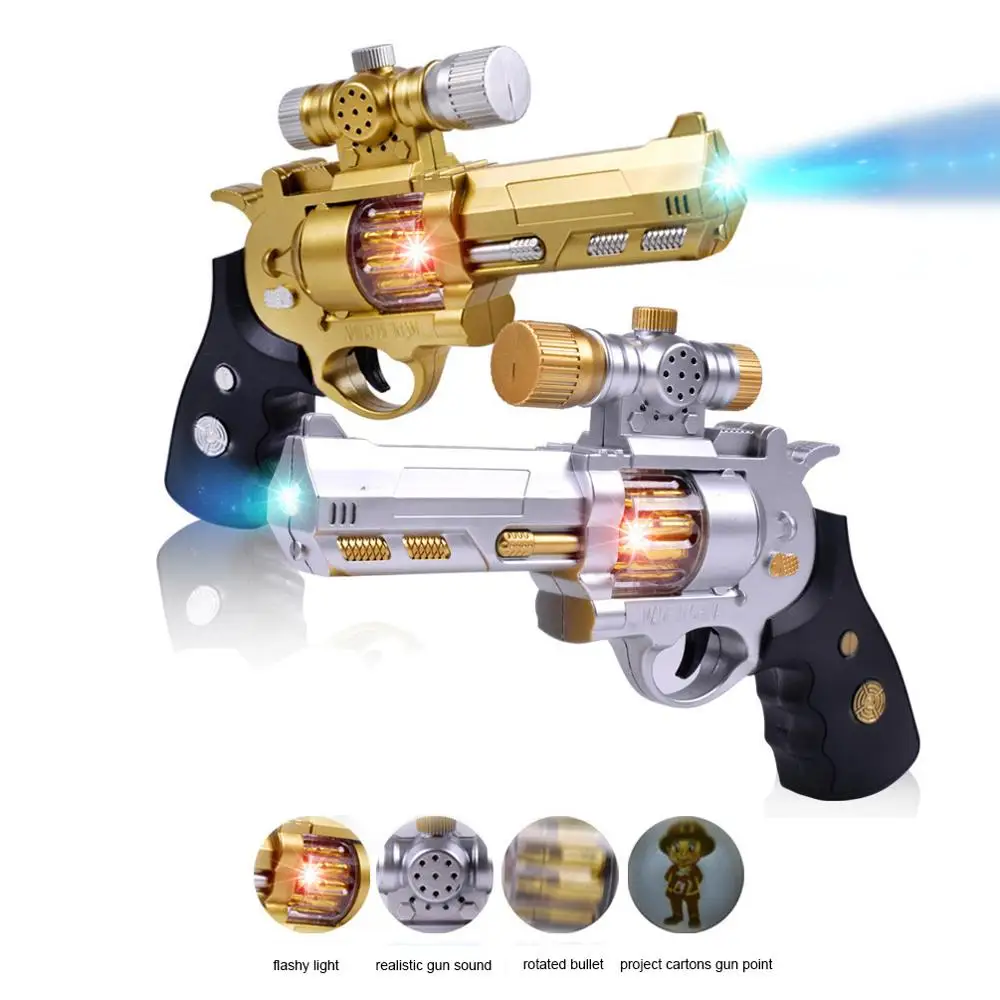 Top popular kids gift in low cost electric gun toy with sound and projector