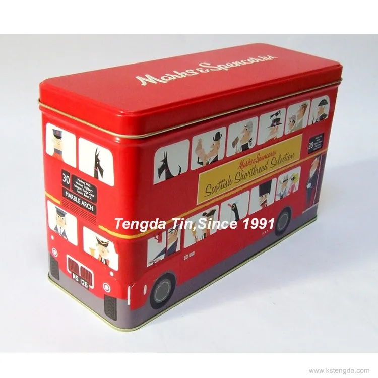 custom metal bus shape biscuit packing tin can box for promotion