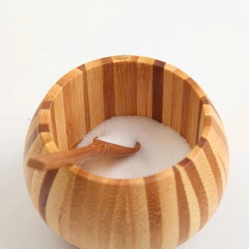 Natural bamboo salt and spice box with spoon hole spice jar salt shaker mixing bowl