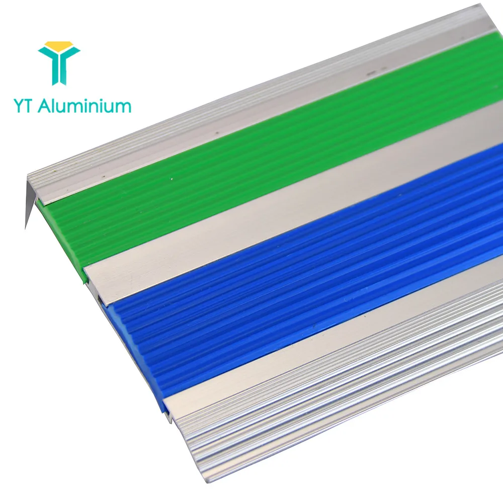 Aluminium stair nosing with rubber insert 37mm x 75mm