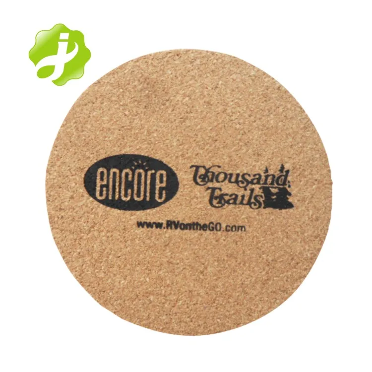 Custom Design Cork Wood Drink Coaster Tea Coffee Cup Mat Pads with Debossed Logo