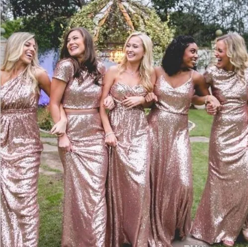 Rose Gold Convertible Discount Sequins Infinity Dress Bridesmaid