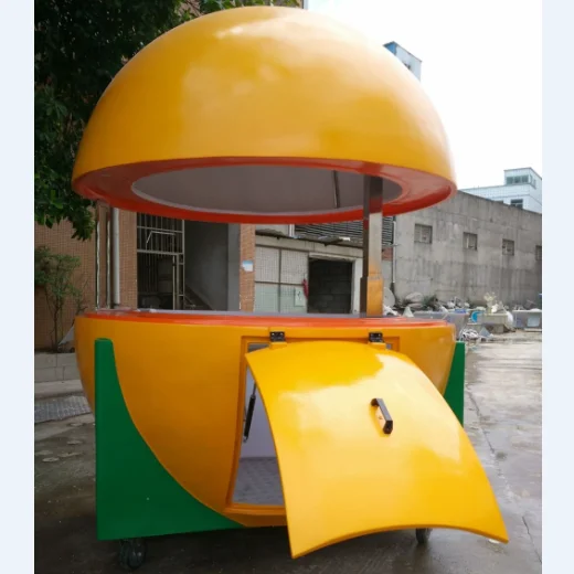 Outdoor Fiberglass Orange Shape Kiosks for coffee on wheels