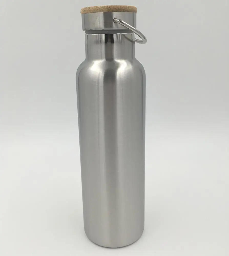 Standard mouth 350ml/500ml/600ml/750ml/1000ml stainless steel insulated sports water bottle with bamboo Lid