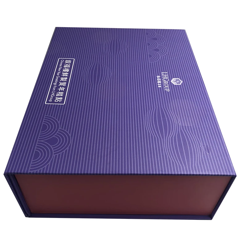 
Dongguan Custom empty magnetic purple flat pack folding paper packaging box foldable cardboard gift box 