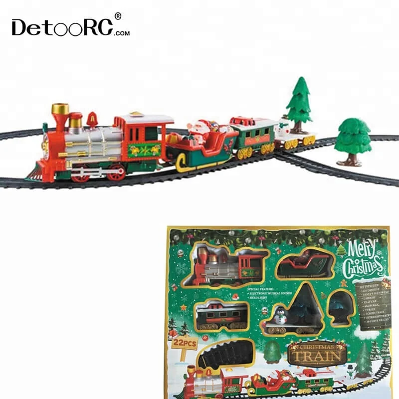 Detoo tracking train set electric toy with light with music children gift new year kids hot toys for Christmas 2018