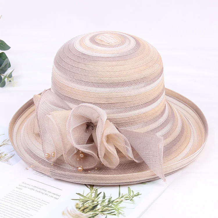 Factory Wholesale OEM Silk Stitching Hat Bowler Hat Lady Church Hat