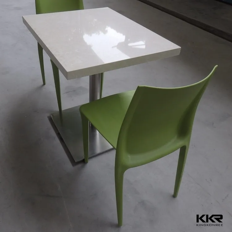 Solid surface cafeteria table and chair, food court chairs tables