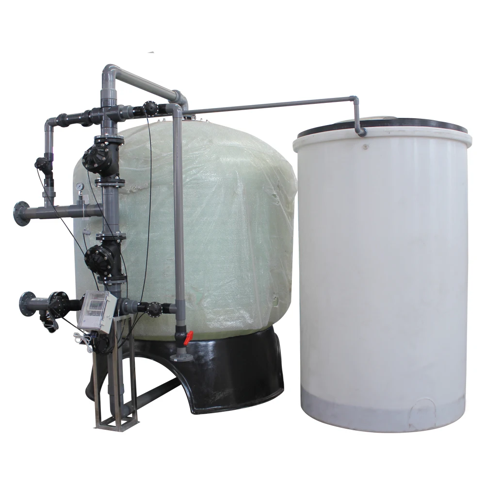 Drinking water plant 50m3/hr water softener system with pneumatic diaphragm valves and  FRP tank