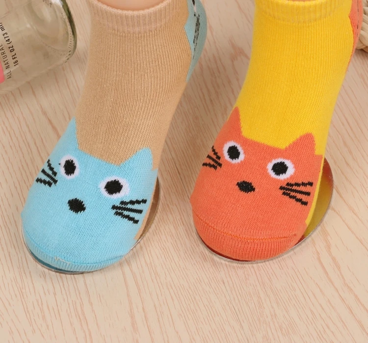 Милые модные носки с котом медведем нескользящим рисунком