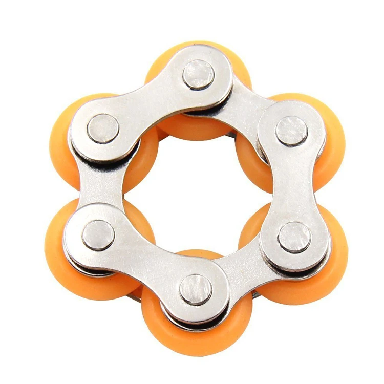 Trending Products Silicone Metal 6 Links Round Bike Chain Toy Adults Hand Spinner Metal Fidget Toy 6 links