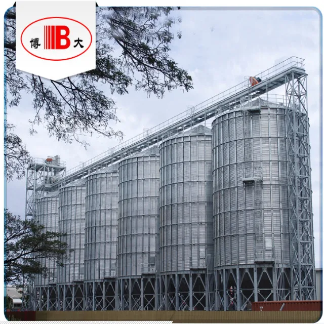 Fiji cone bottom wheat storage steel silo with steel structure for Flour mill