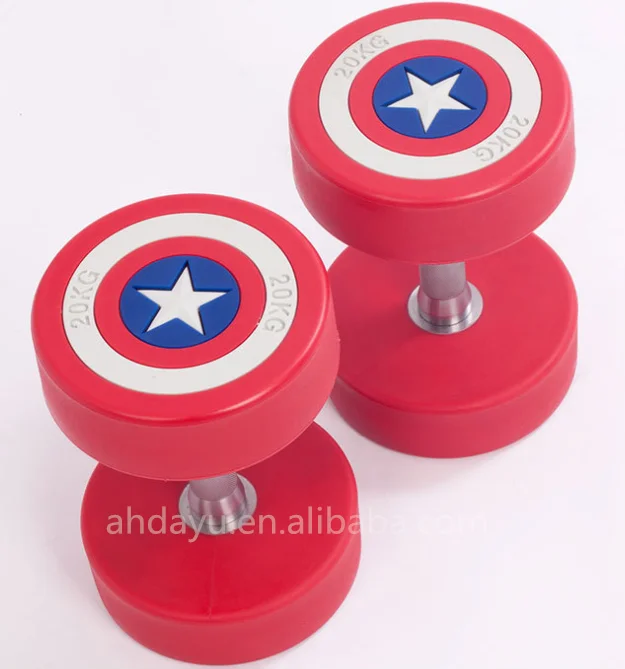 Фиксированная Высококачественная гантеля с круглой головкой и полиуретановым покрытием Captain America