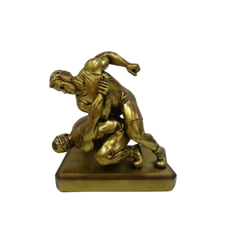 Gold Pewter Bronze Wrestling figures sculpture resin trophy
