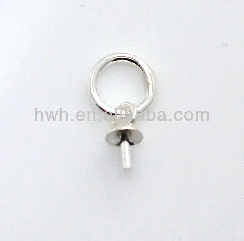 H261 Sterling Silver 925 Pearl Jewelry Sticking Cap with Hanging Ring
