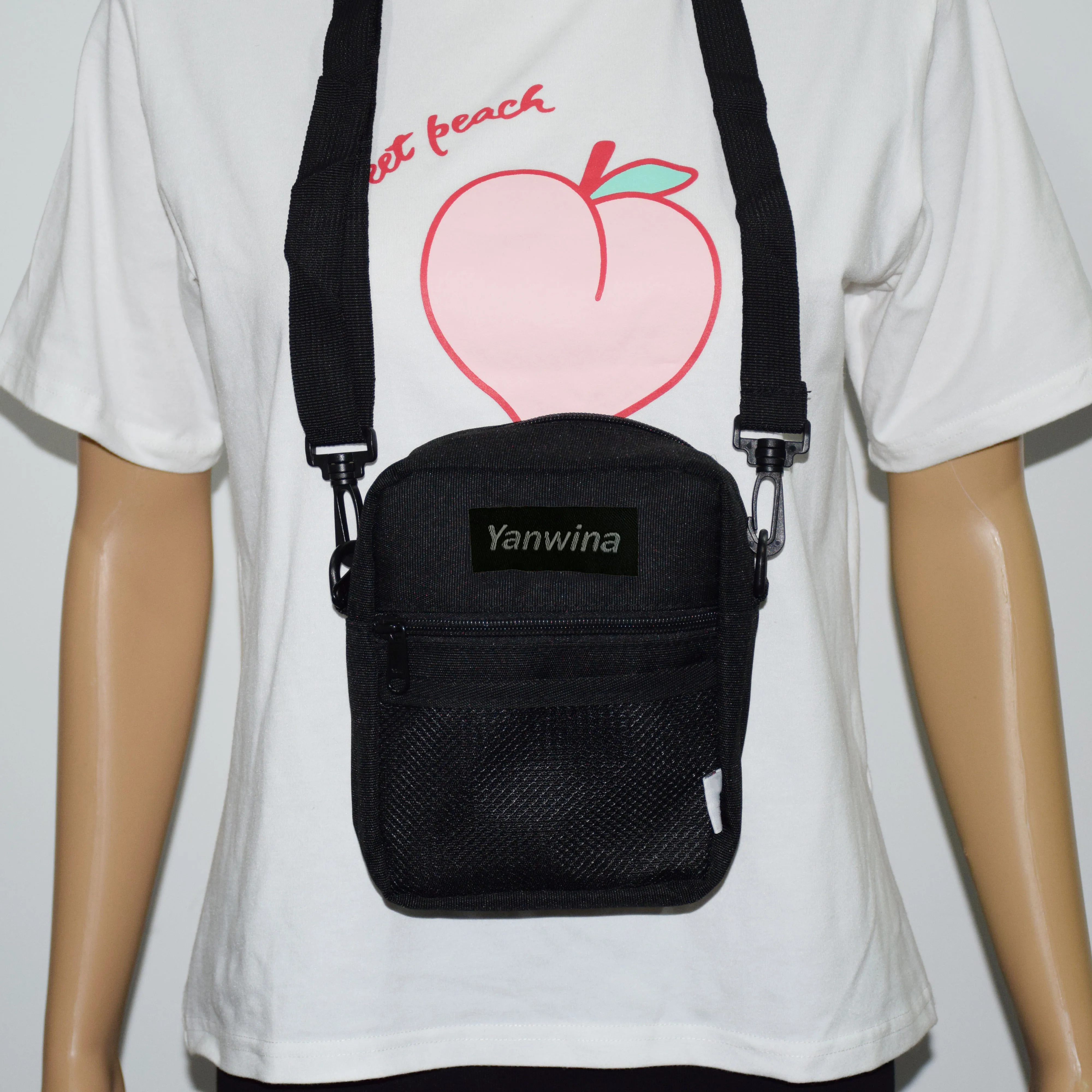 Fashion convenient special portable high quality nylon messenger felt cross sling small customize long strap single professional