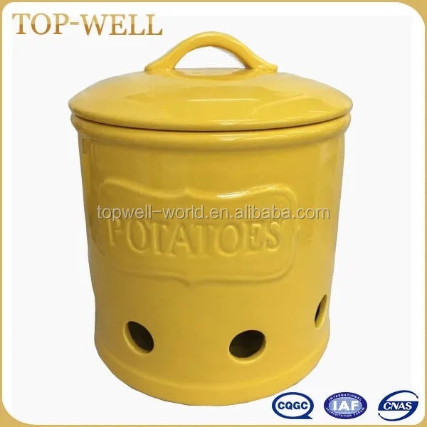 Blue Glaze Ceramic Onion Potato Garlic Storage Jar