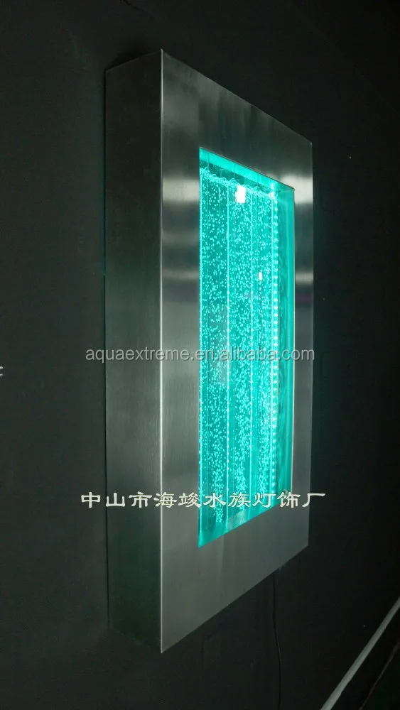 Wall mounted LED water bubble wall, stainless steel frame bubble panel