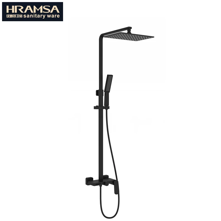 black bath faucet/ mixer/ tap three functions shower set with headshower and handshower