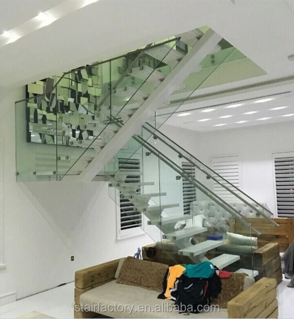 Australian Fashion Interior Stairs Glass Tread  Staircase Used Indoor Tempered Glass Stairs TS-389