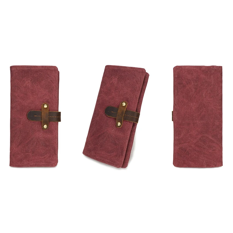 
Waxed Canvas Bag Passport Cover Case Phone Rfid Leather Credit Card Holder 