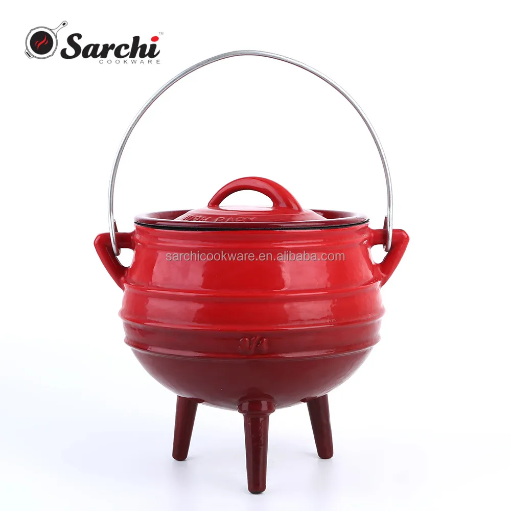 Южноафриканский горшок с тремя ножками и эмалевым покрытием из чугуна