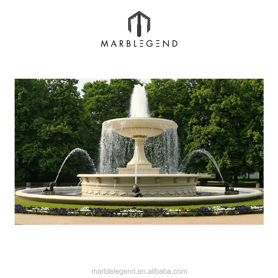 Natural stone carved decorative garden waterfall