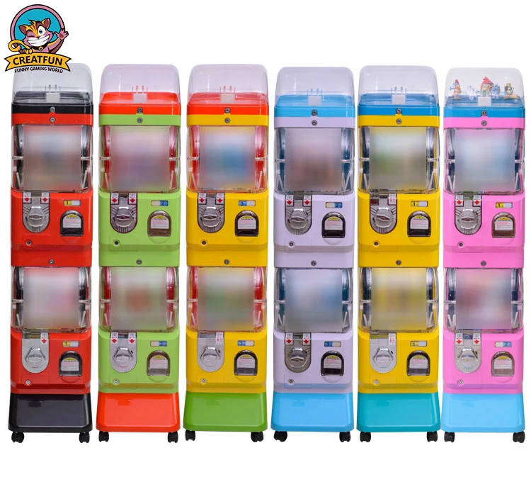 2019 popular double coin operated toy gumball  candy capsule vending machine