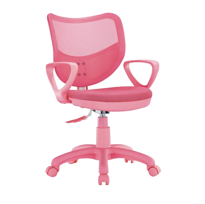 Pink color mesh office chair with movable seat for children and staff