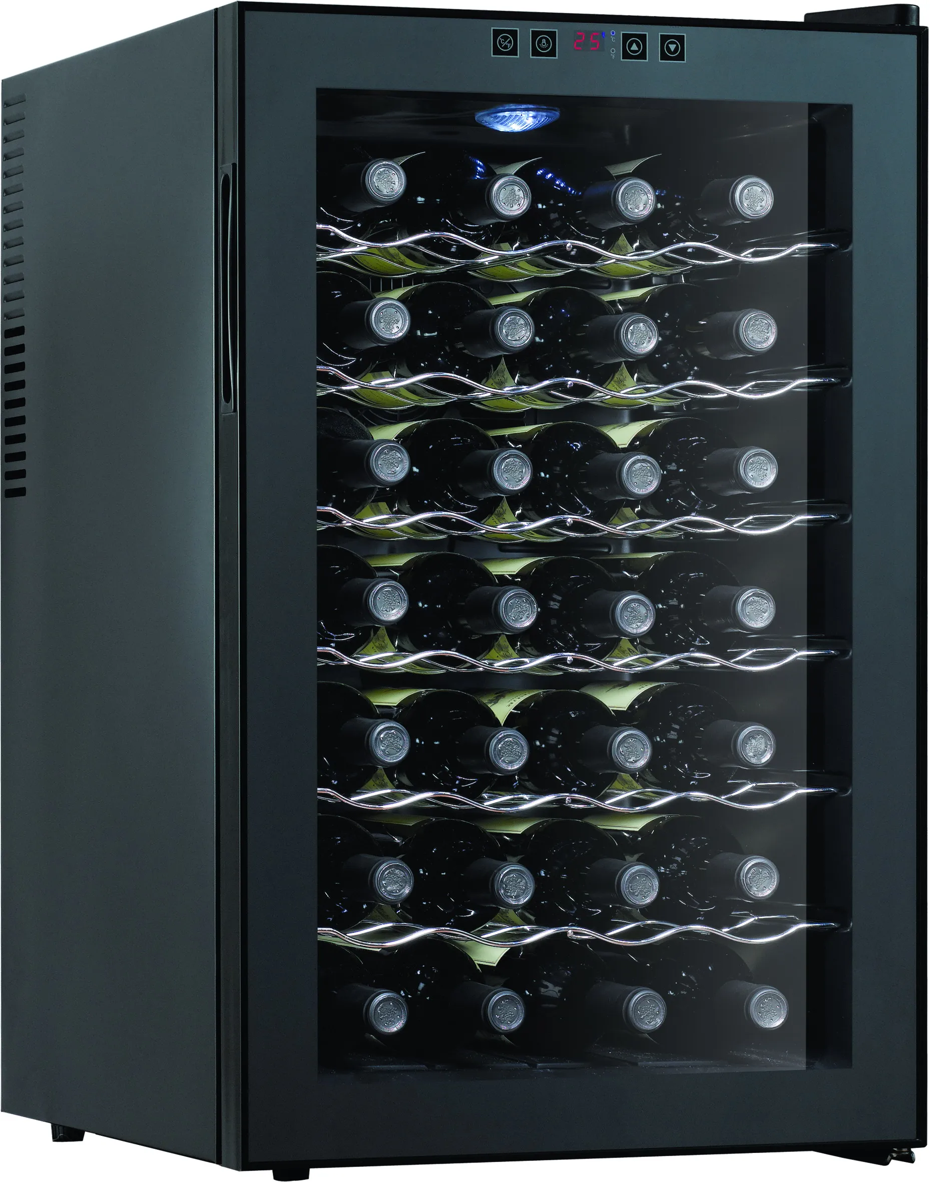 Electrical Wine Refrigerator 28 Bottle Single Zone Wine Cooler Black