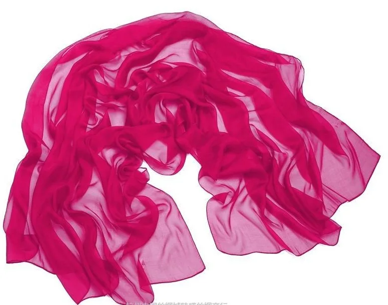 Howmay silk scarf chiffon 100% pure silk shawl plain dyed multicolor for women transparent lightweight scarf 65cm*180cm