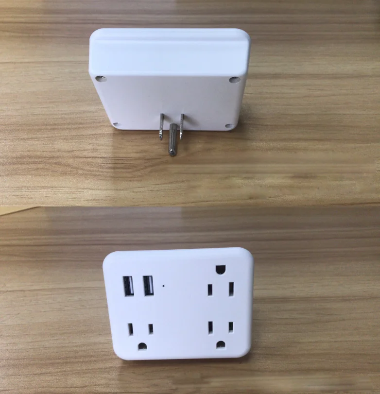 
3 Outlet Extender Multiple Plug Socket Splitter with Dual USB Charging Ports 