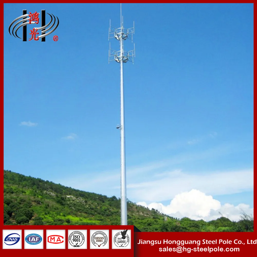 galvanized steel power transmission line monopole tower