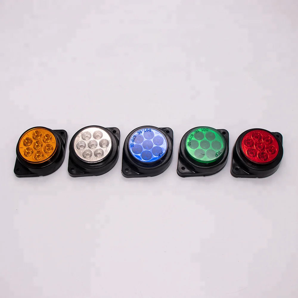 
 12 В, 24 В, 7 светодиодов, хромированный водонепроницаемый Светодиодный Боковой габаритный фонарь для грузовика (боковой фонарь для грузовика)  